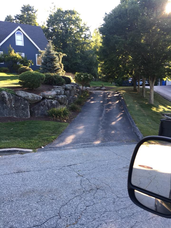 Old driveway with wear and tear